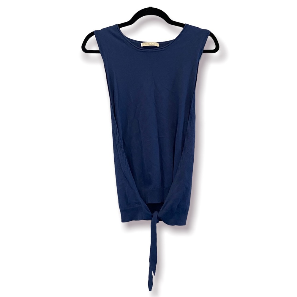 STEFANEL Knit Top Sleeveless Wool Blend Versatile Tie Sweater Vest Large